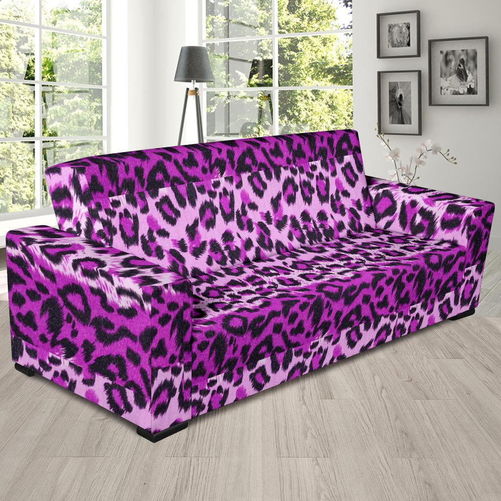 Purple Cheetah Leopard Pattern Print Sofa Covers-grizzshop