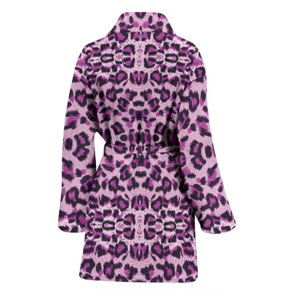 Purple Cheetah Leopard Pattern Print Women Long Robe-grizzshop