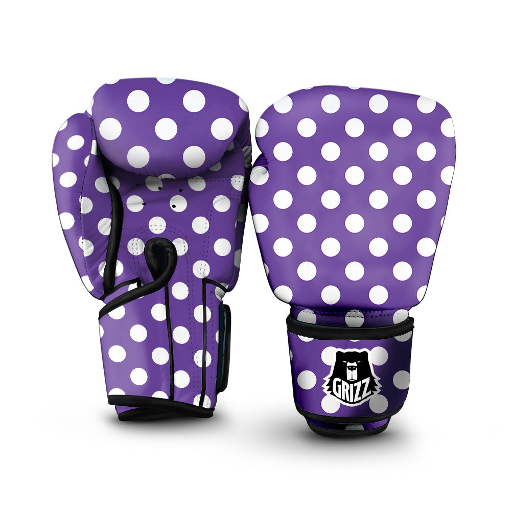 Purple Color Polka Dot Print Pattern Boxing Gloves-grizzshop