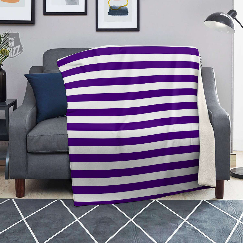 Purple Color Striped Print Blanket-grizzshop