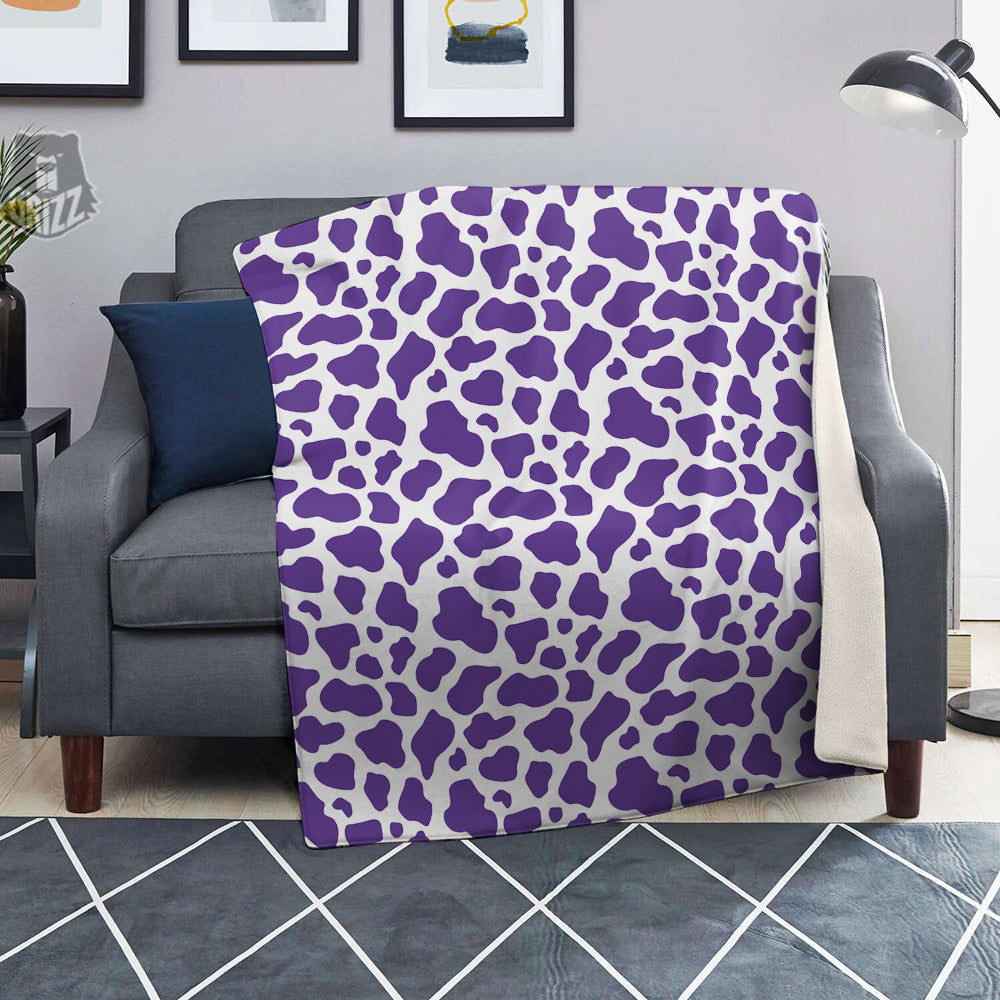 Purple Cow Print Pattern Blanket-grizzshop