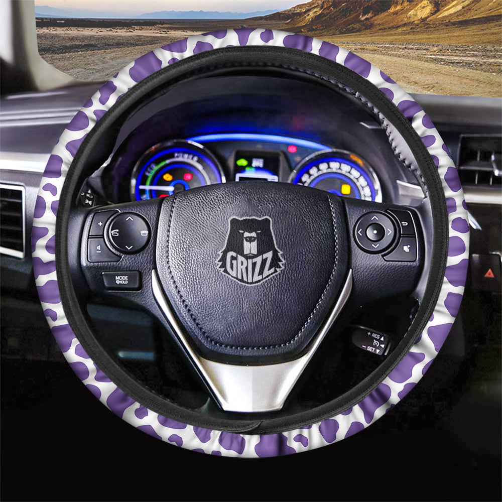 Purple Cow Print Pattern Car Steering Wheel Cover-grizzshop