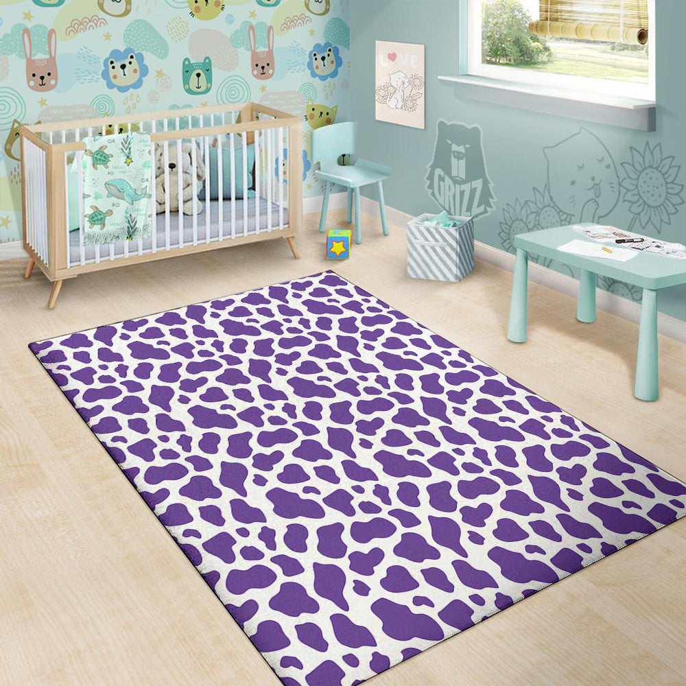 Purple Cow Print Pattern Floor Mat-grizzshop