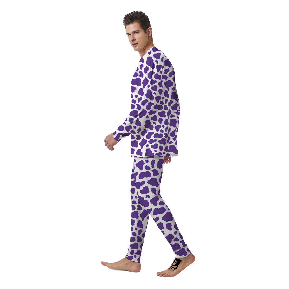 Purple Cow Print Pattern Men's Pajamas-grizzshop