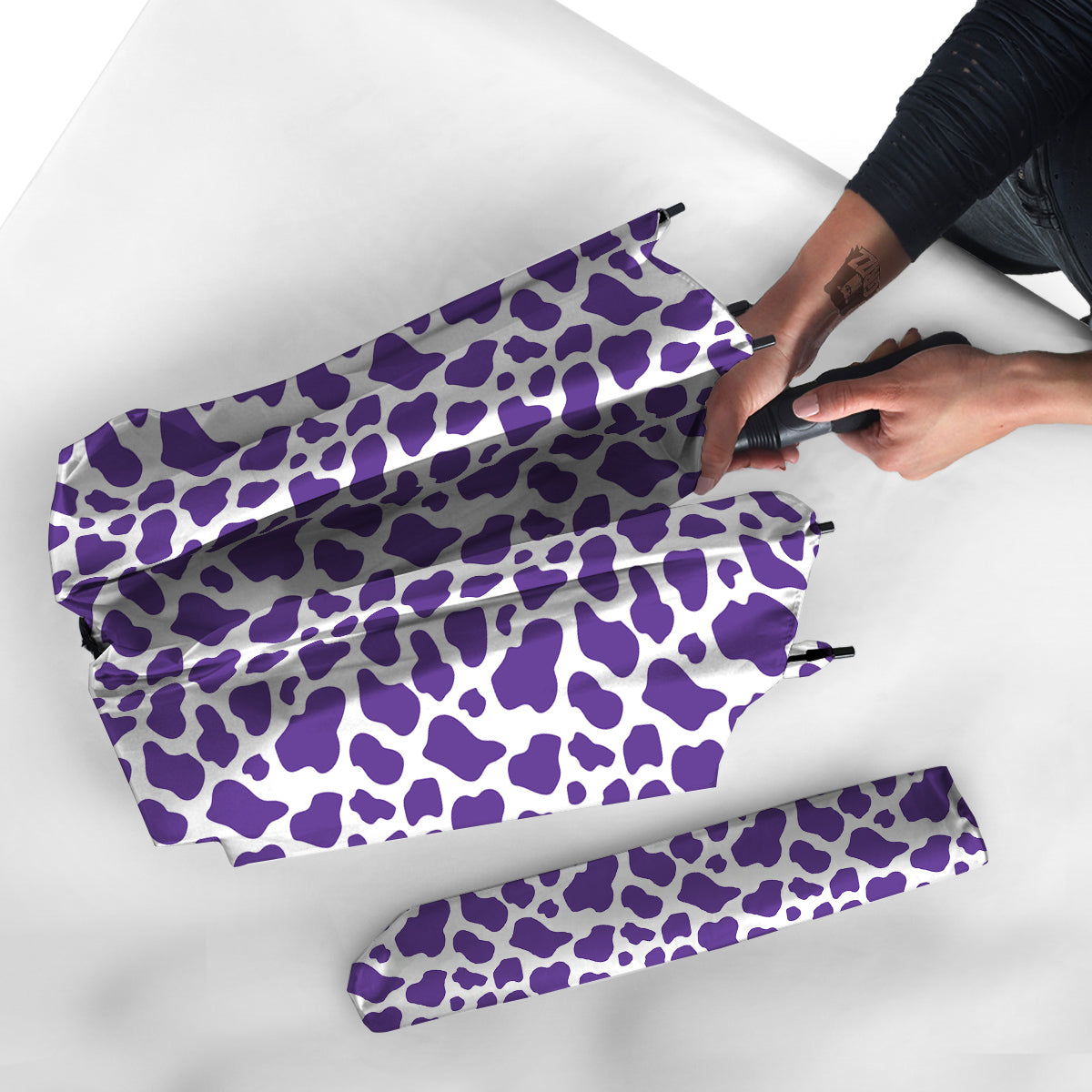 Purple Cow Print Pattern Umbrella-grizzshop