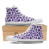 Purple Cow Print Pattern White High Top Shoes-grizzshop