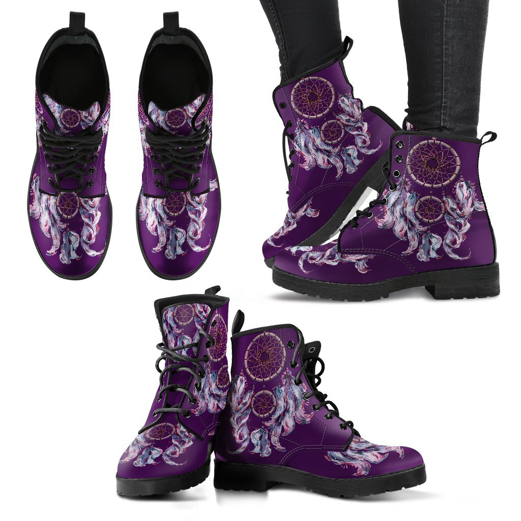 Purple Dream Catcher Women's Leather Boots-grizzshop