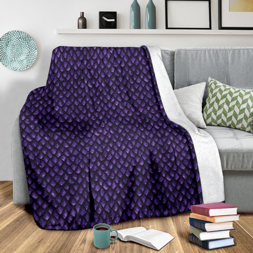 Purple Egg Skin Dragon Pattern Print Blanket-grizzshop