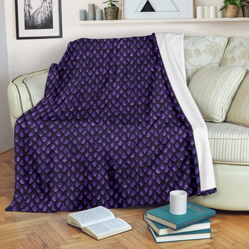 Purple Egg Skin Dragon Pattern Print Blanket-grizzshop