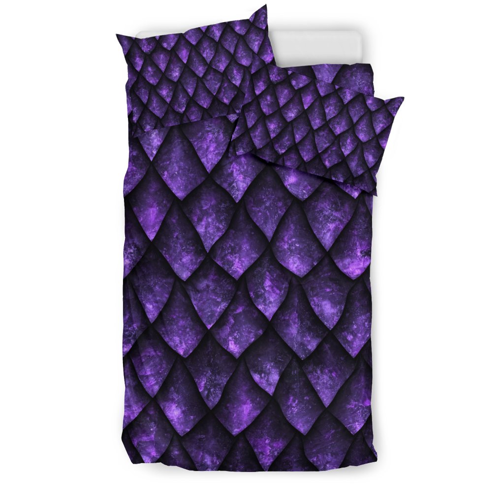 Purple Egg Skin Dragon Pattern Print Duvet Cover Bedding Set-grizzshop