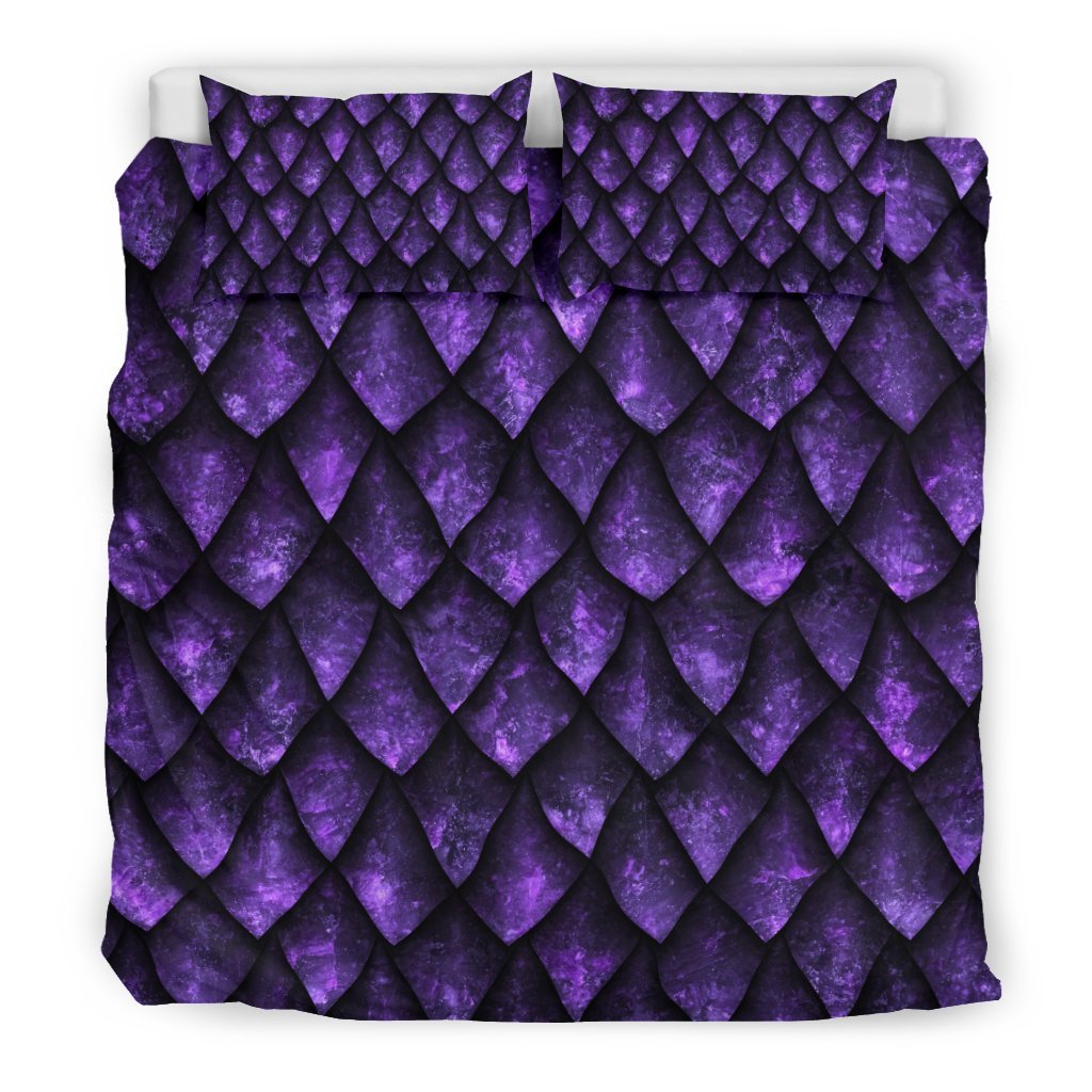 Purple Egg Skin Dragon Pattern Print Duvet Cover Bedding Set-grizzshop