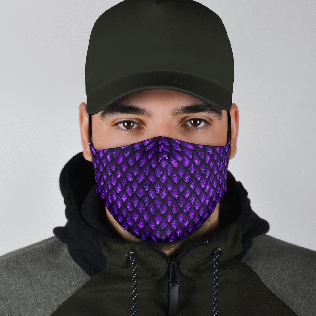 Purple Egg Skin Dragon Pattern Print Face Mask-grizzshop