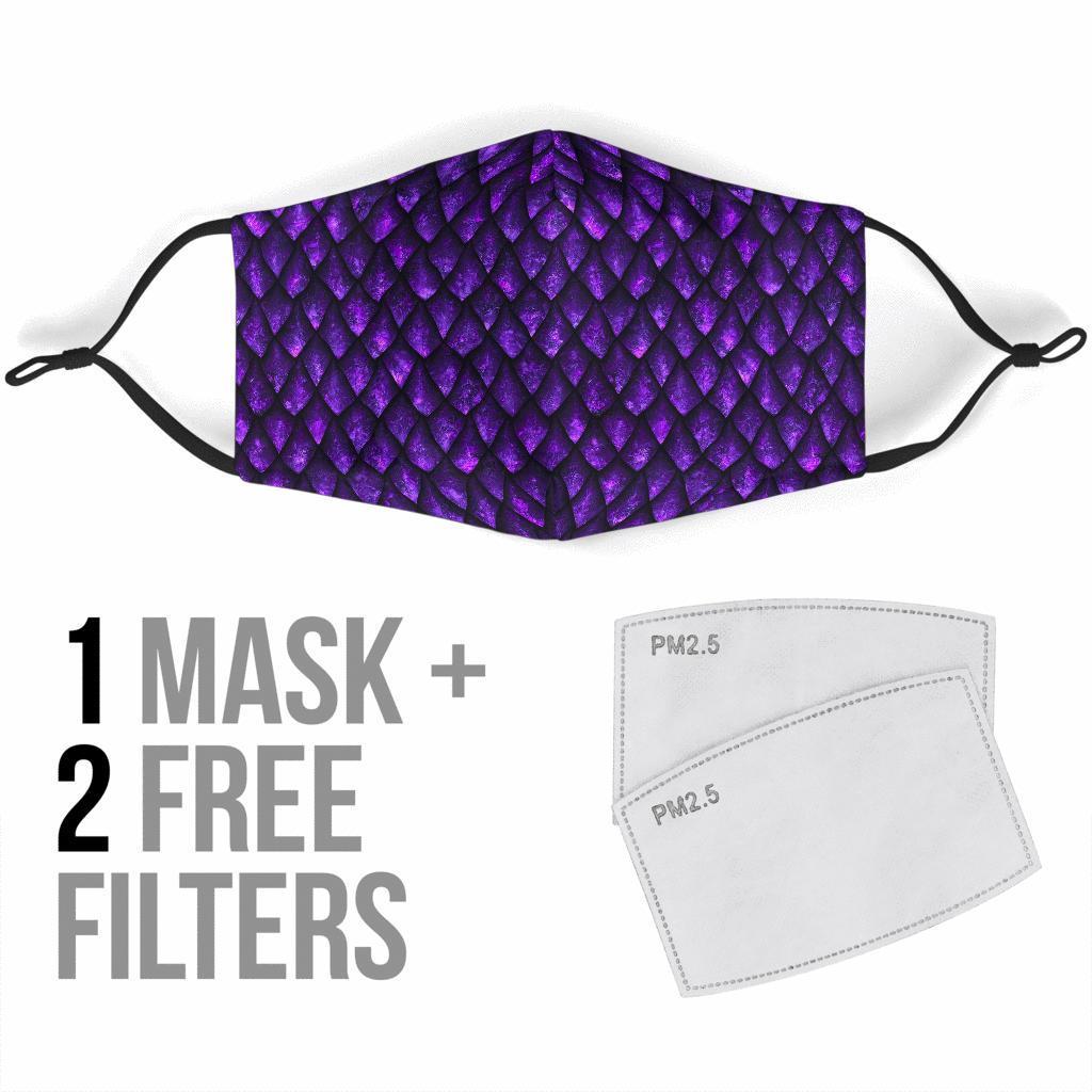 Purple Egg Skin Dragon Pattern Print Face Mask-grizzshop