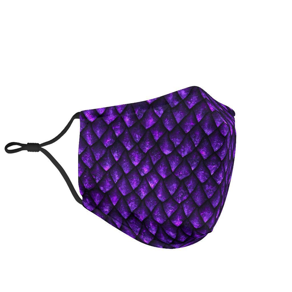 Purple Egg Skin Dragon Pattern Print Face Mask-grizzshop