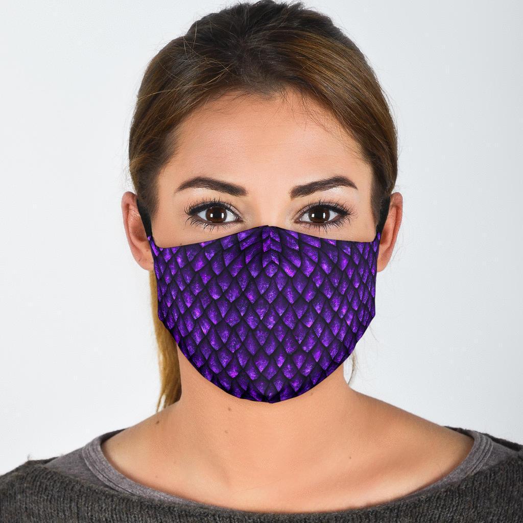 Purple Egg Skin Dragon Pattern Print Face Mask-grizzshop