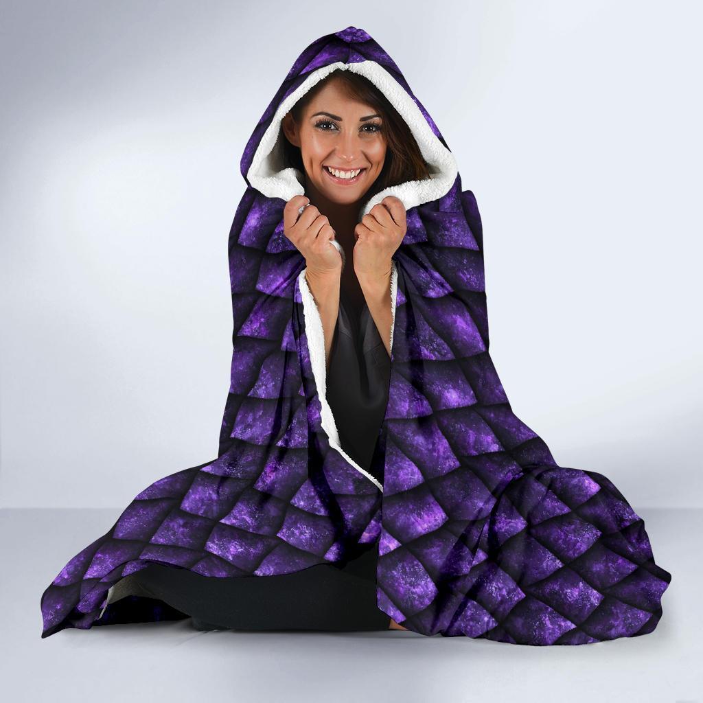 Purple Egg Skin Dragon Pattern Print Hooded Blanket-grizzshop