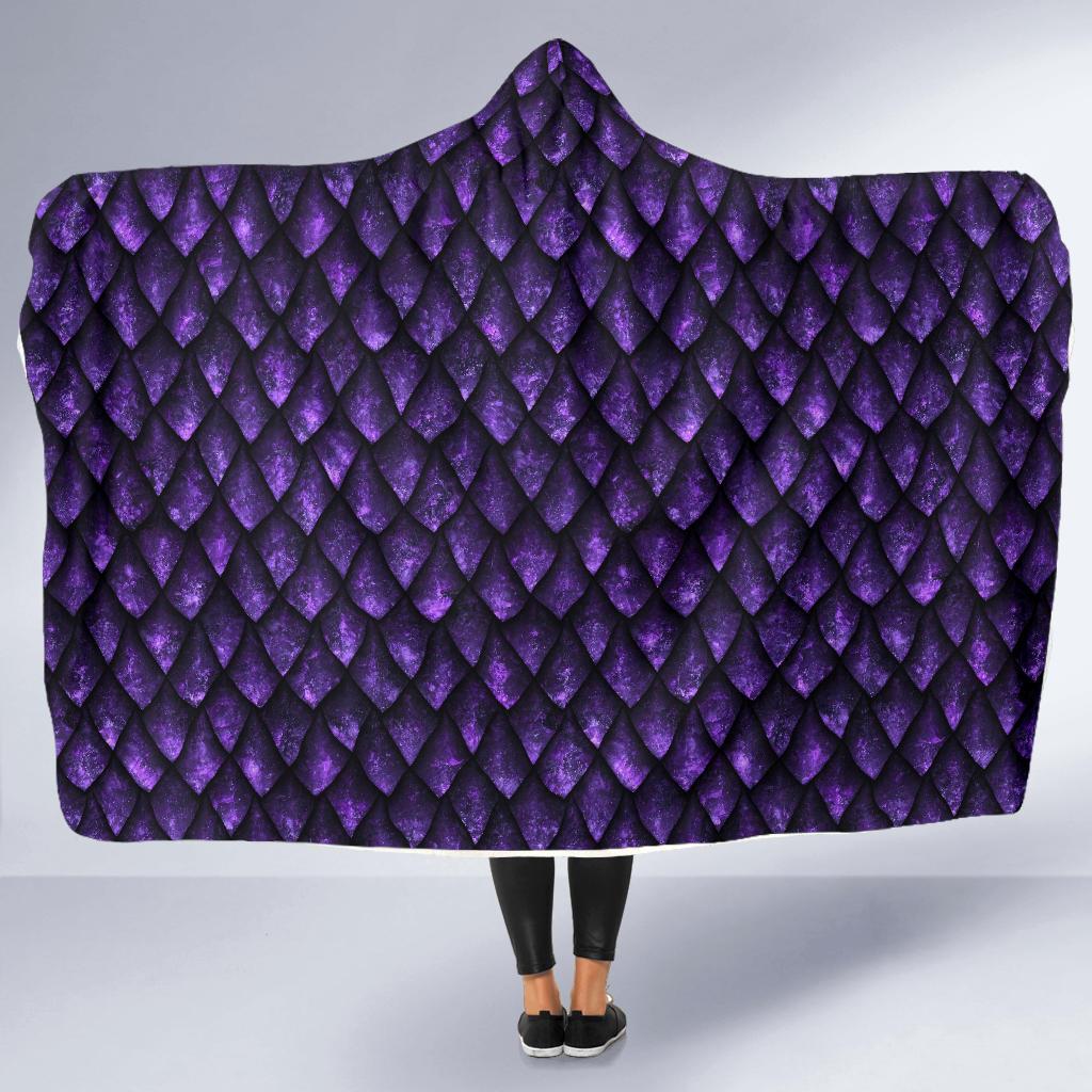 Purple Egg Skin Dragon Pattern Print Hooded Blanket-grizzshop