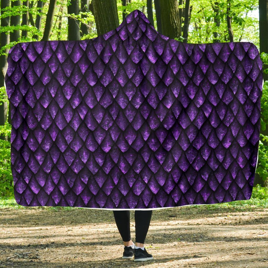 Purple Egg Skin Dragon Pattern Print Hooded Blanket-grizzshop