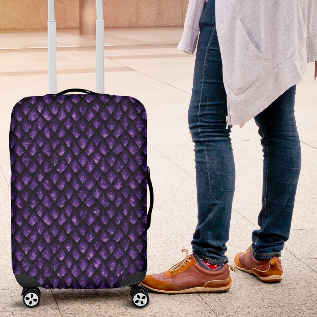 Purple Egg Skin Dragon Pattern Print Luggage Cover Protector-grizzshop