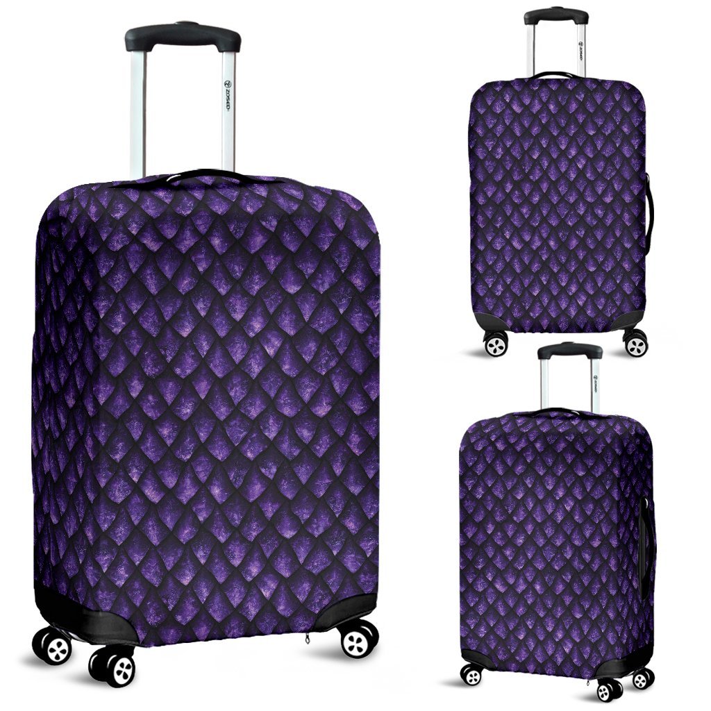 Purple Egg Skin Dragon Pattern Print Luggage Cover Protector-grizzshop