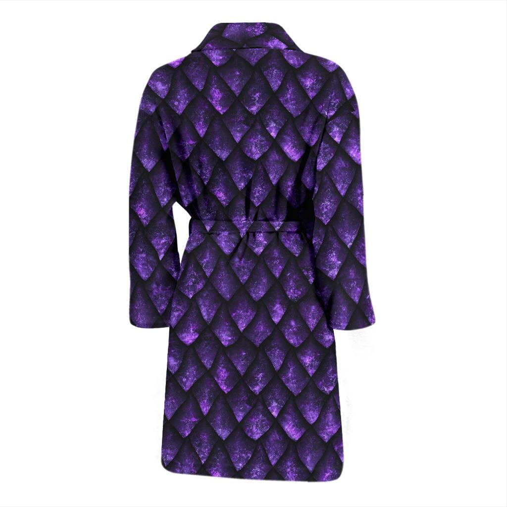 Purple Egg Skin Dragon Pattern Print Men Long Robe-grizzshop