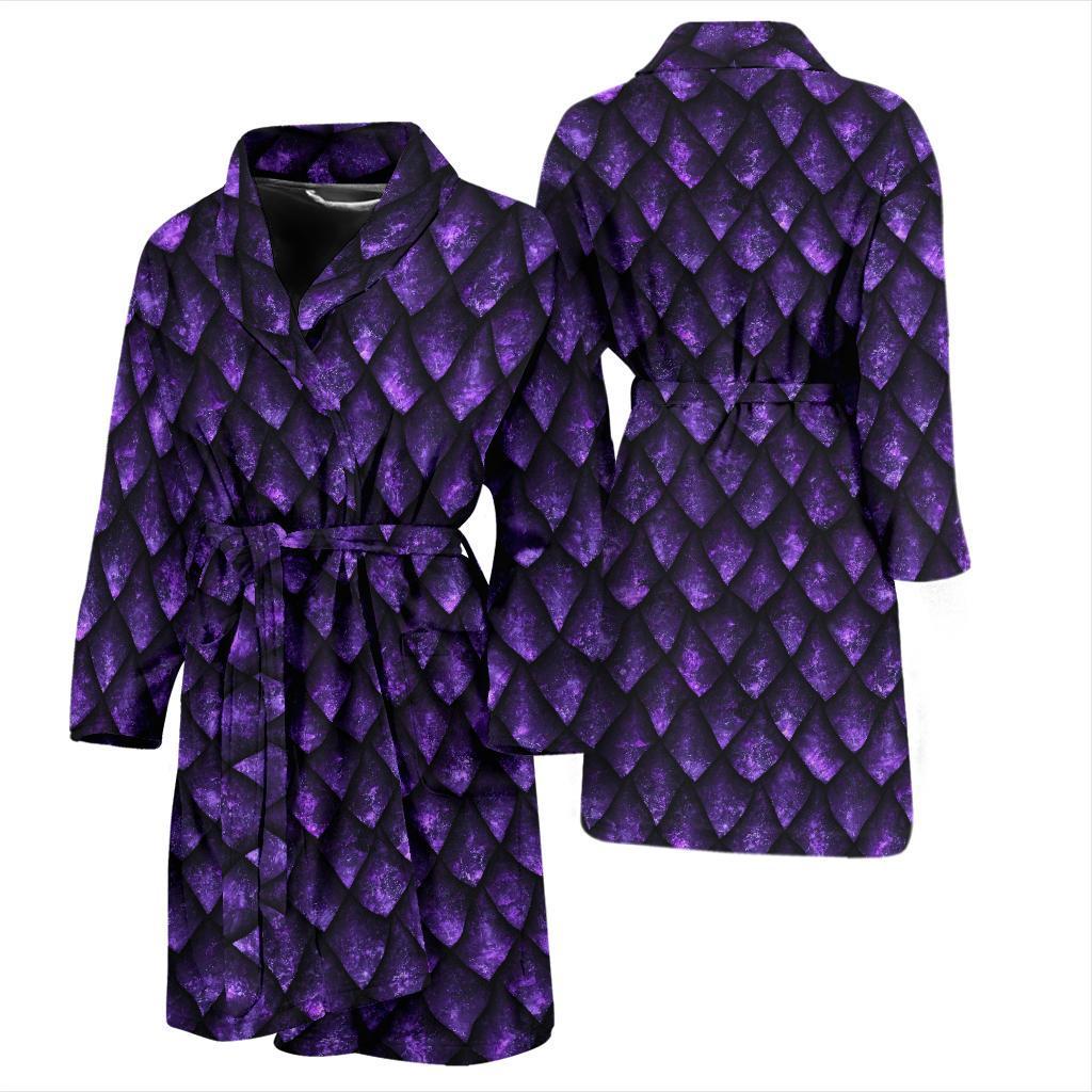 Purple Egg Skin Dragon Pattern Print Men Long Robe-grizzshop