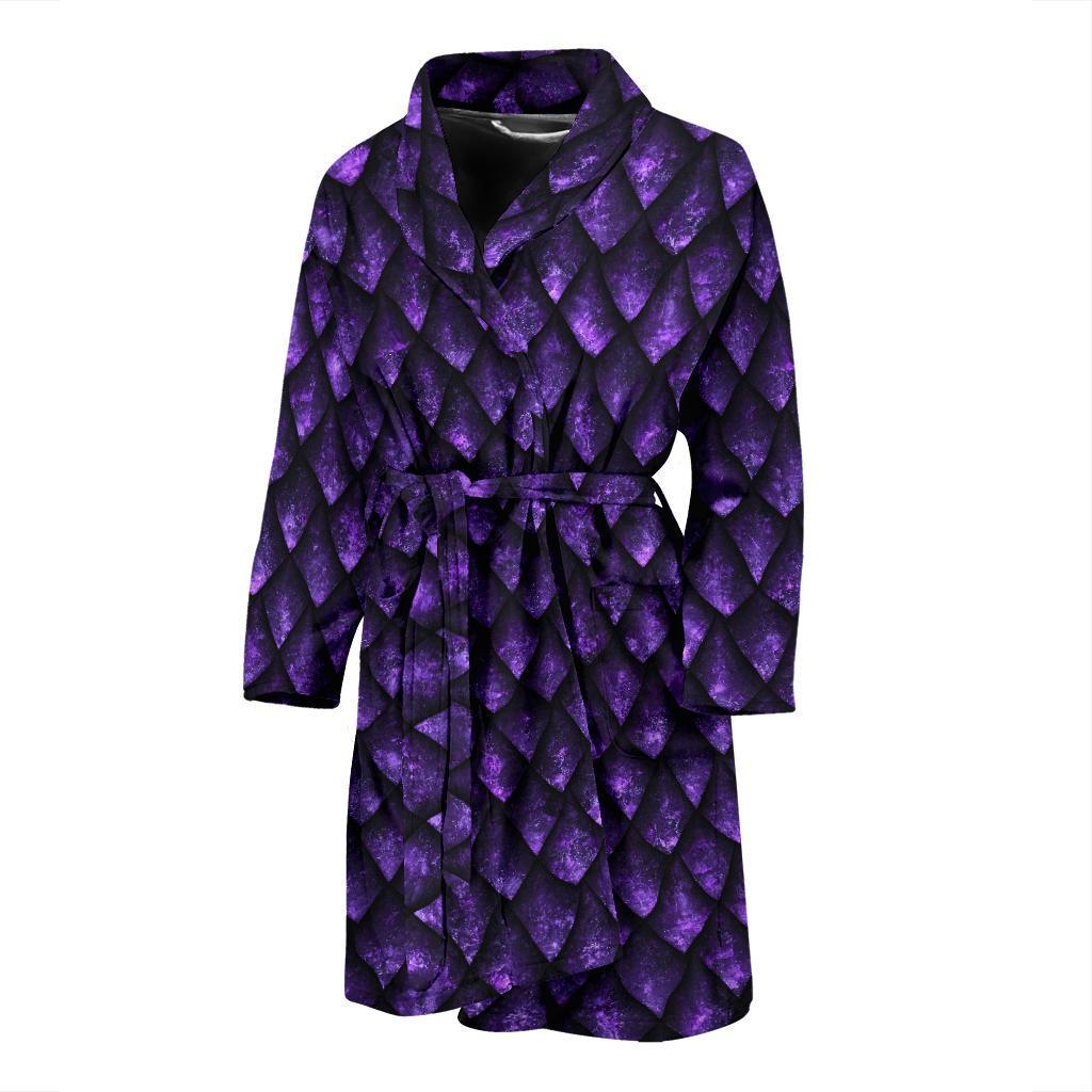 Purple Egg Skin Dragon Pattern Print Men Long Robe-grizzshop