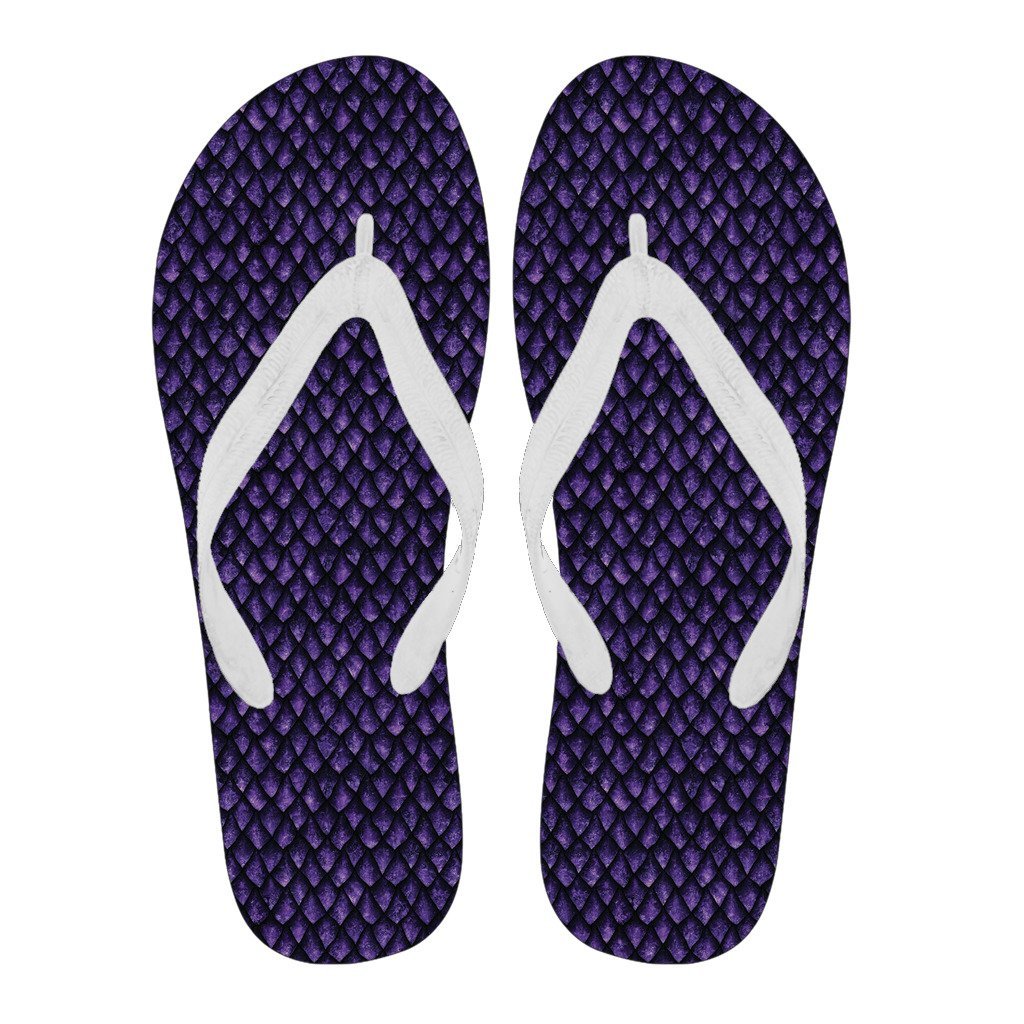 Purple Egg Skin Dragon Pattern Print Men & Women Flip Flops-grizzshop