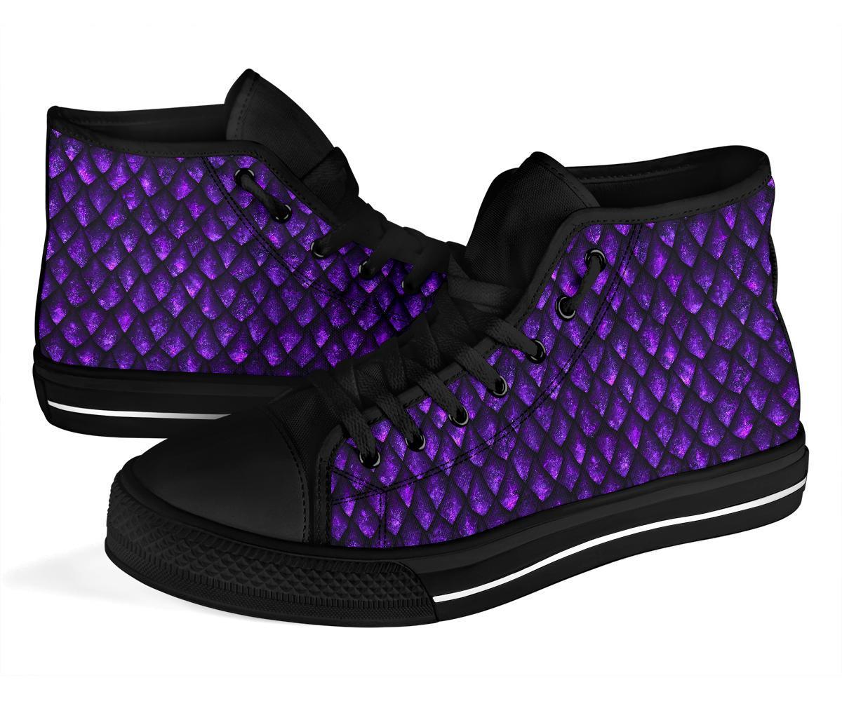 Purple Egg Skin Dragon Pattern Print Men Women's High Top Shoes-grizzshop