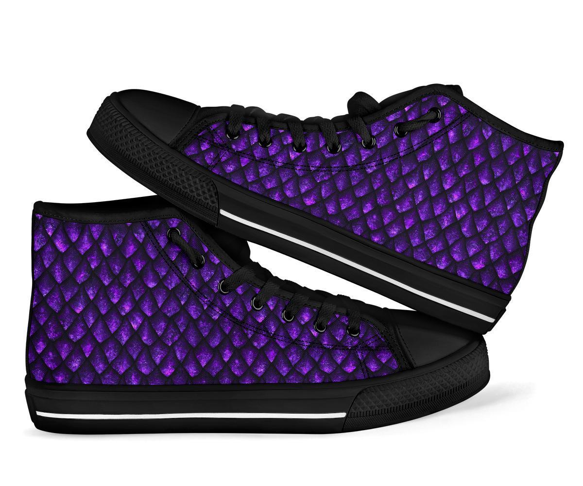 Purple Egg Skin Dragon Pattern Print Men Women's High Top Shoes-grizzshop