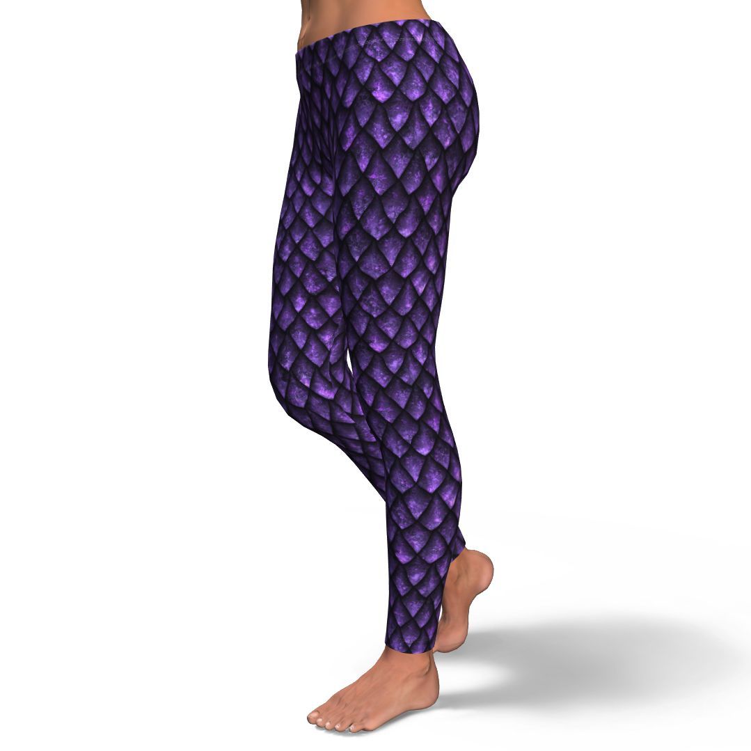 Purple Egg Skin Dragon Pattern Print Pattern Women Leggings-grizzshop