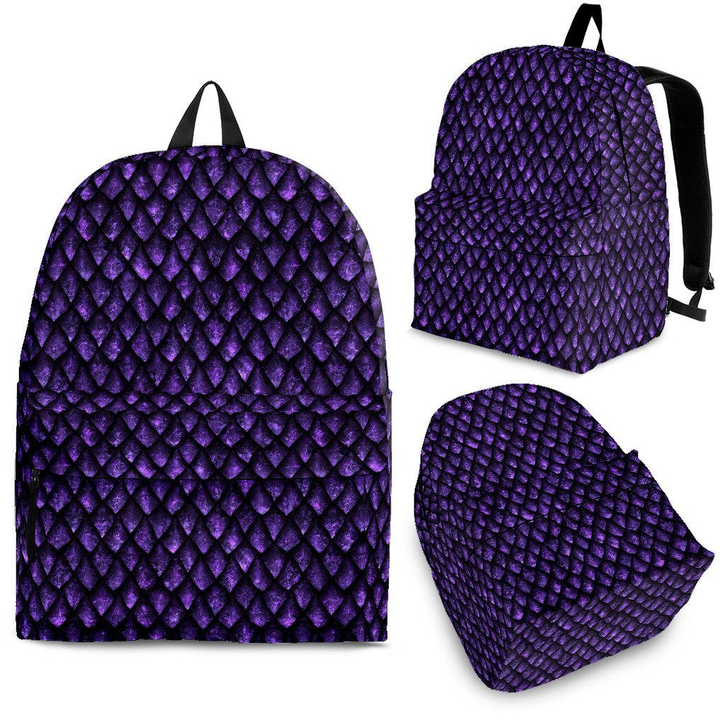 Purple Egg Skin Dragon Pattern Print Premium Backpack-grizzshop