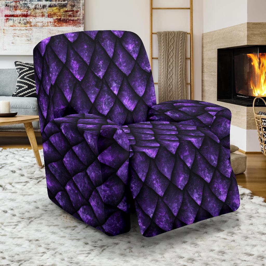 Purple Egg Skin Dragon Pattern Print Recliner Cover-grizzshop