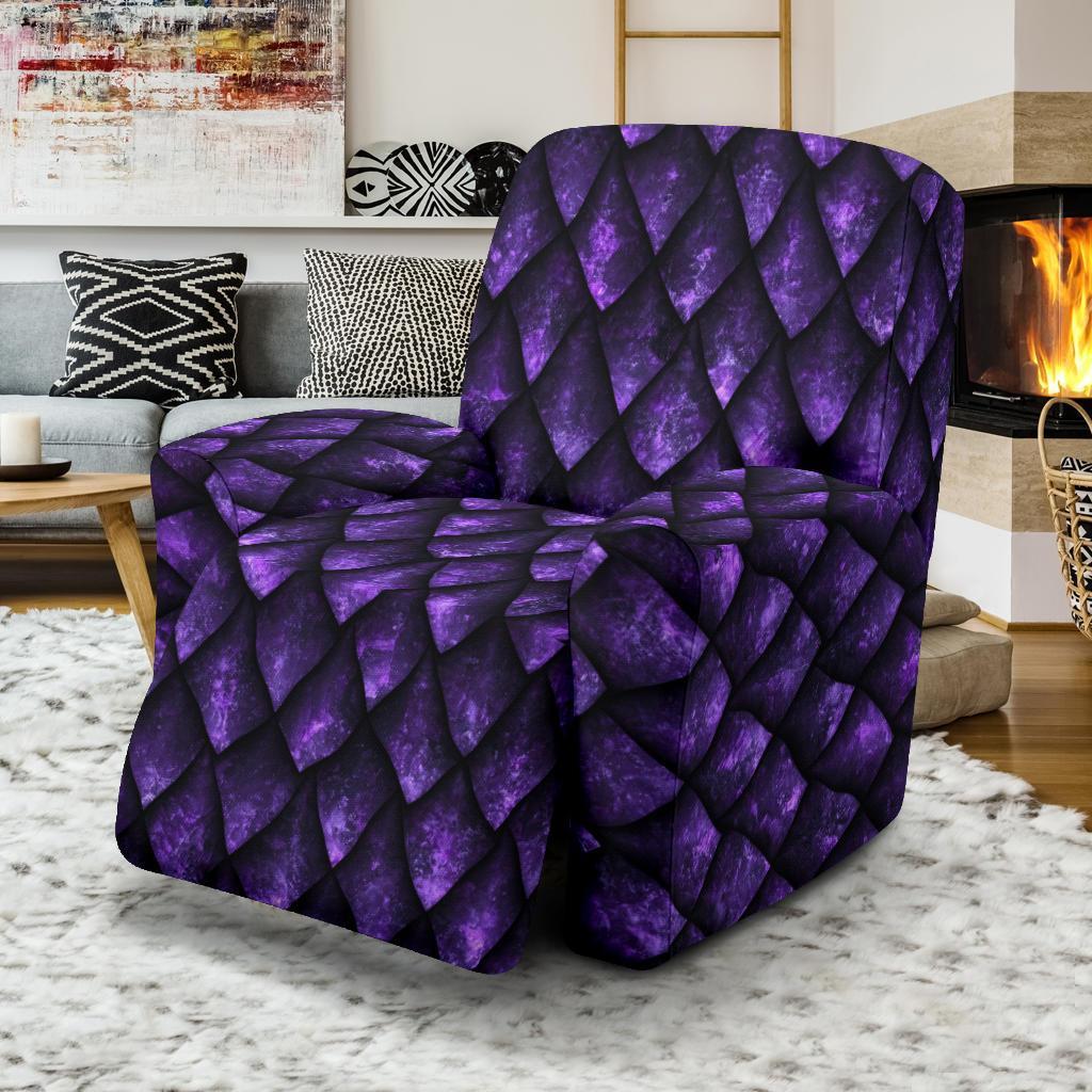 Purple Egg Skin Dragon Pattern Print Recliner Cover-grizzshop