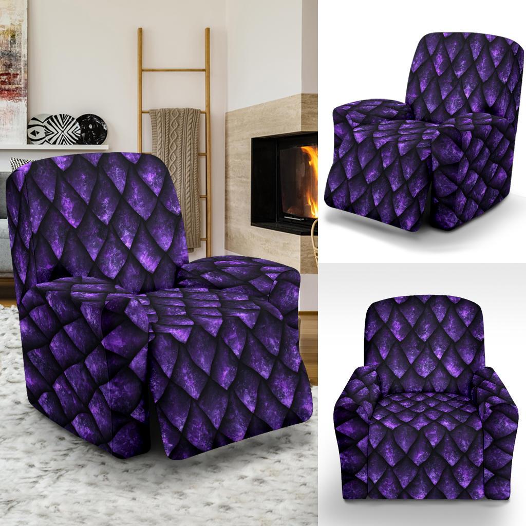 Purple Egg Skin Dragon Pattern Print Recliner Cover-grizzshop