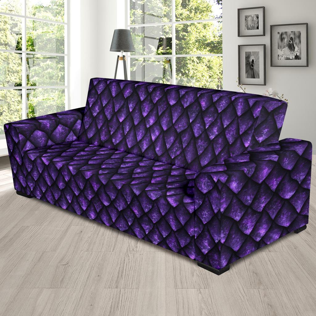 Purple Egg Skin Dragon Pattern Print Sofa Covers-grizzshop