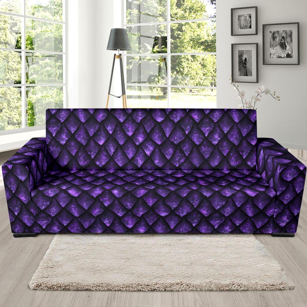 Purple Egg Skin Dragon Pattern Print Sofa Covers-grizzshop