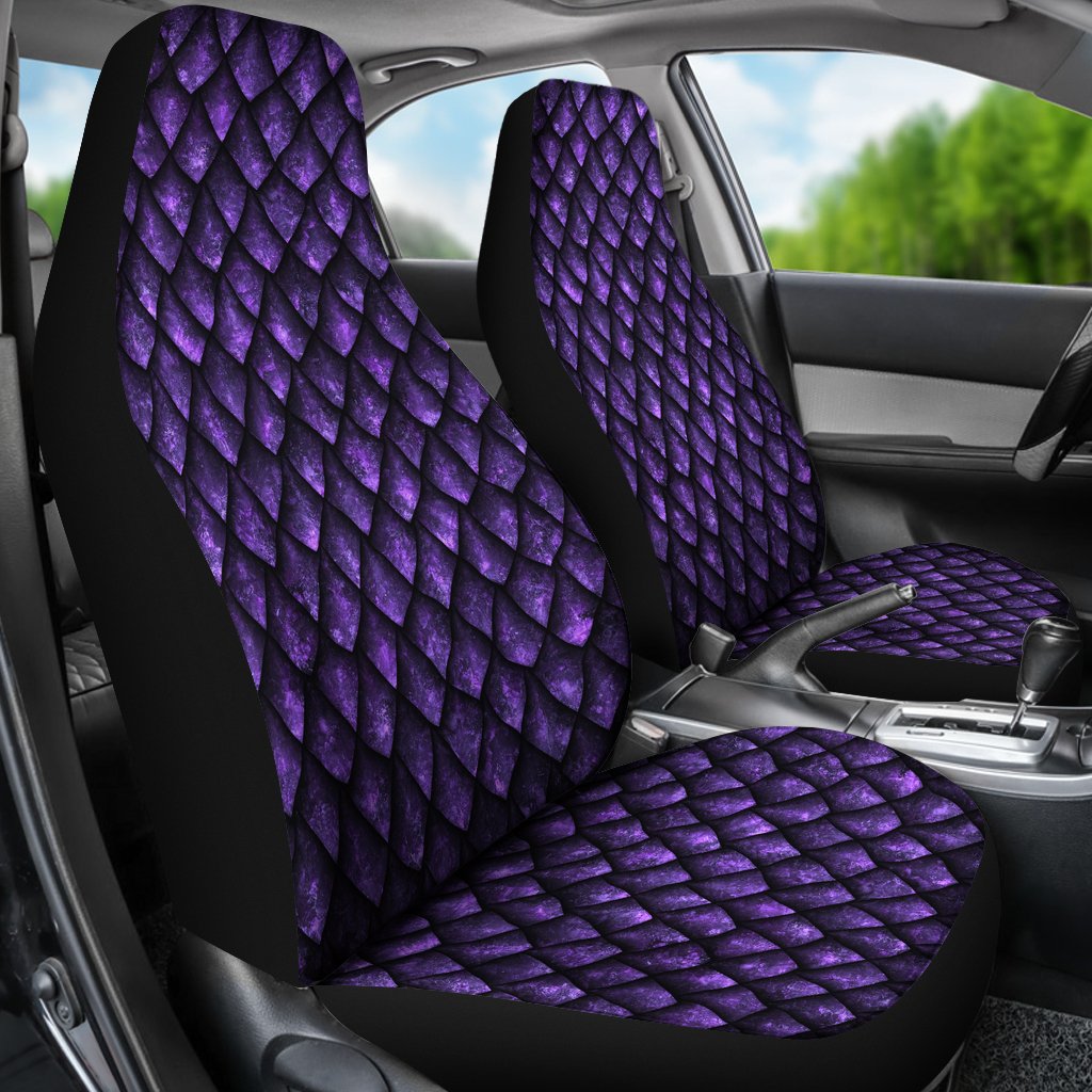 Purple Egg Skin Dragon Pattern Print Universal Fit Car Seat Cover-grizzshop