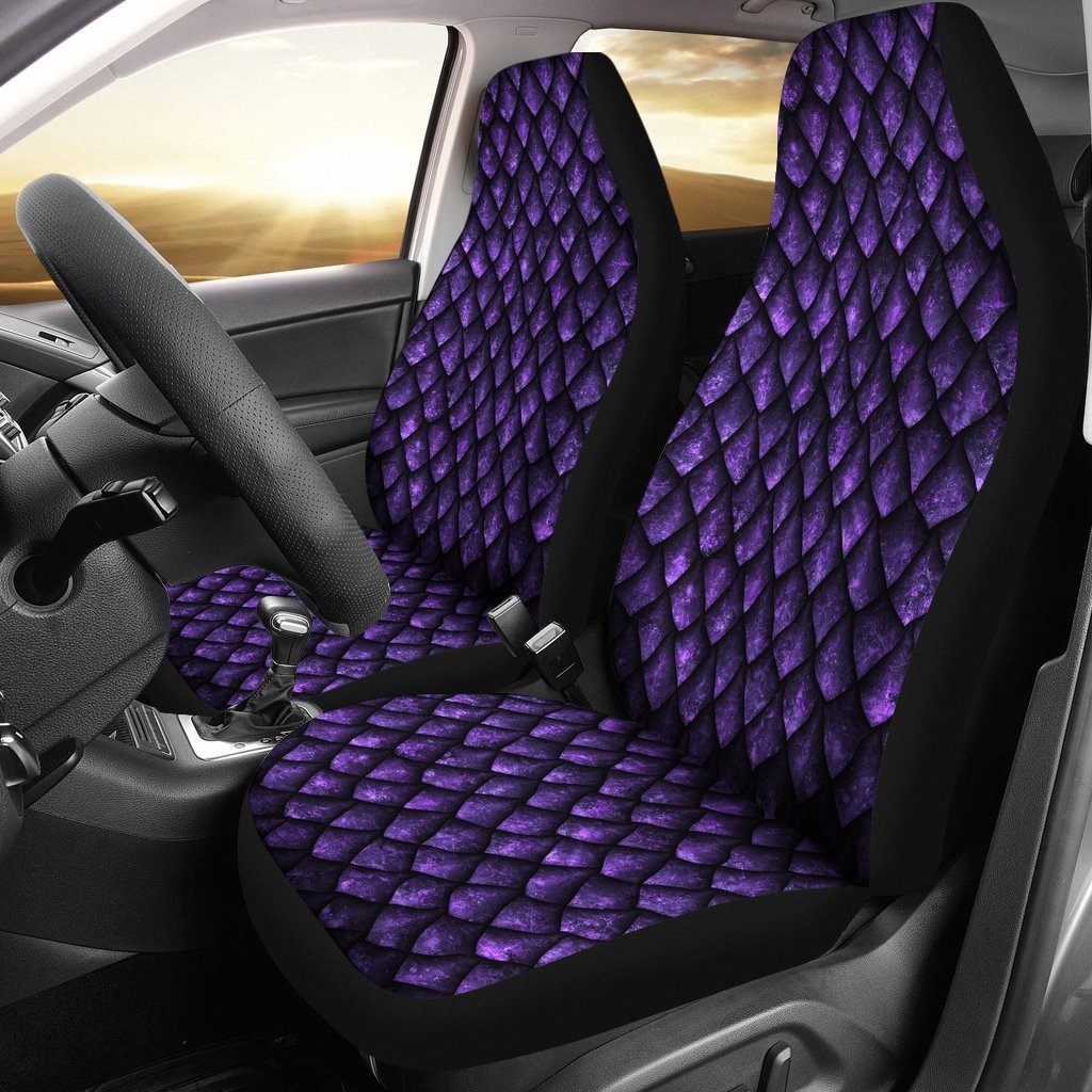 Purple Egg Skin Dragon Pattern Print Universal Fit Car Seat Cover-grizzshop