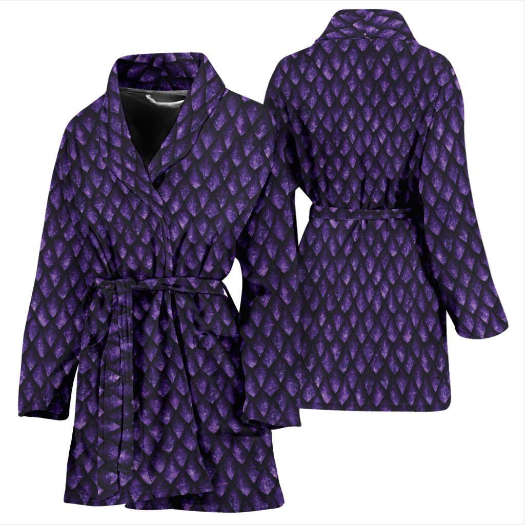 Purple Egg Skin Dragon Pattern Print Women Long Robe-grizzshop