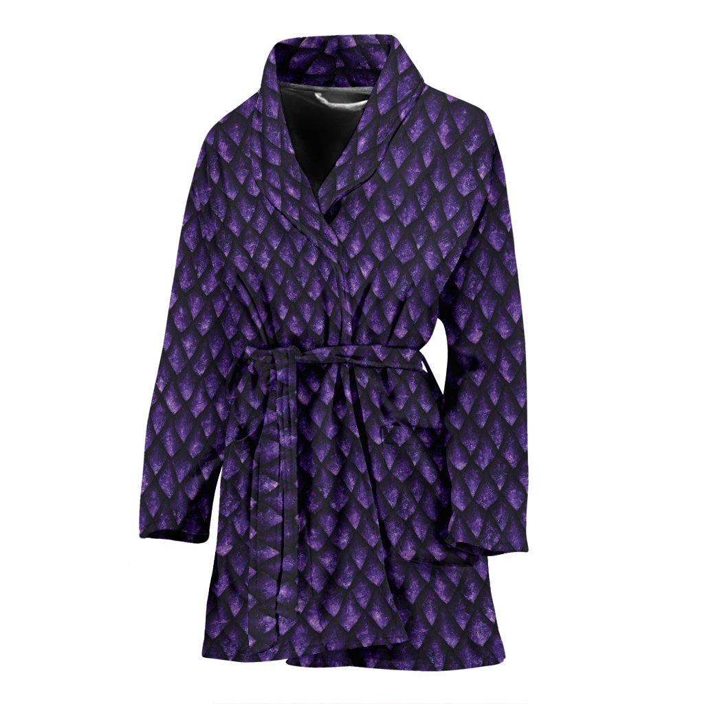 Purple Egg Skin Dragon Pattern Print Women Long Robe-grizzshop