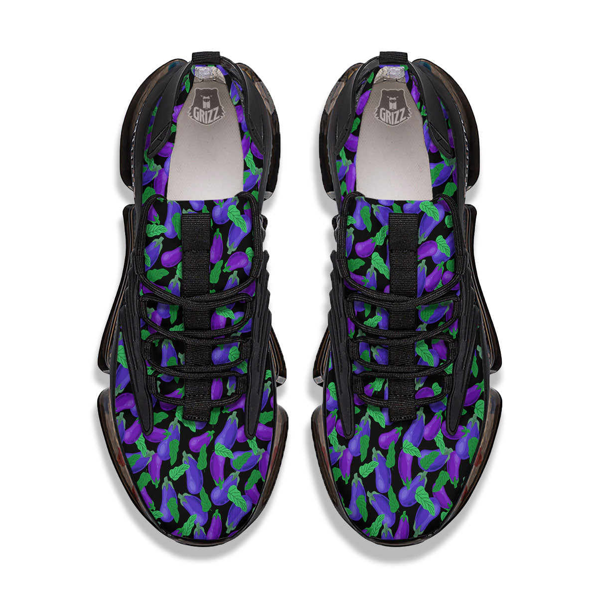 Purple Eggplant Print Pattern Black Gym Shoes-grizzshop