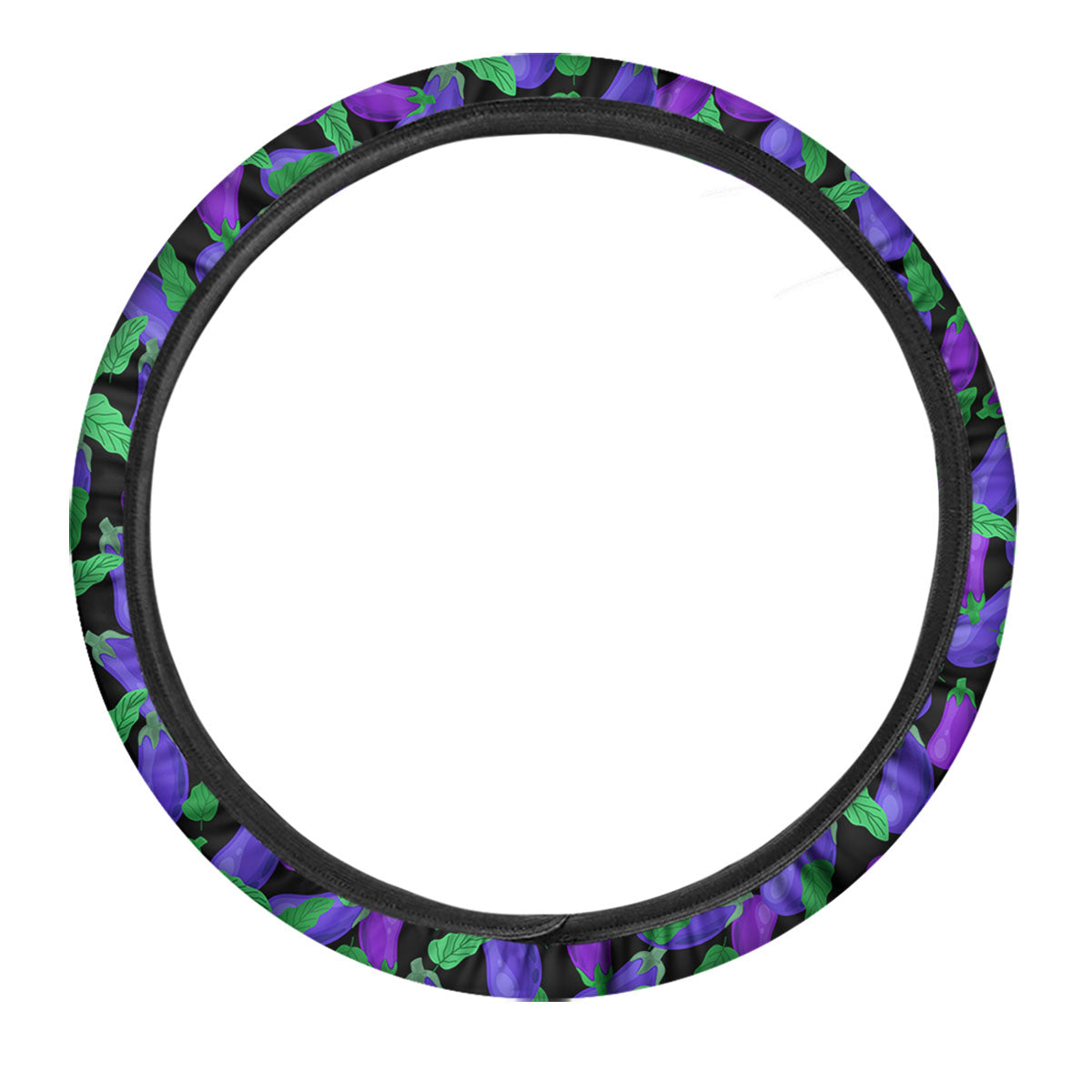 Purple Eggplant Print Pattern Car Steering Wheel Cover-grizzshop