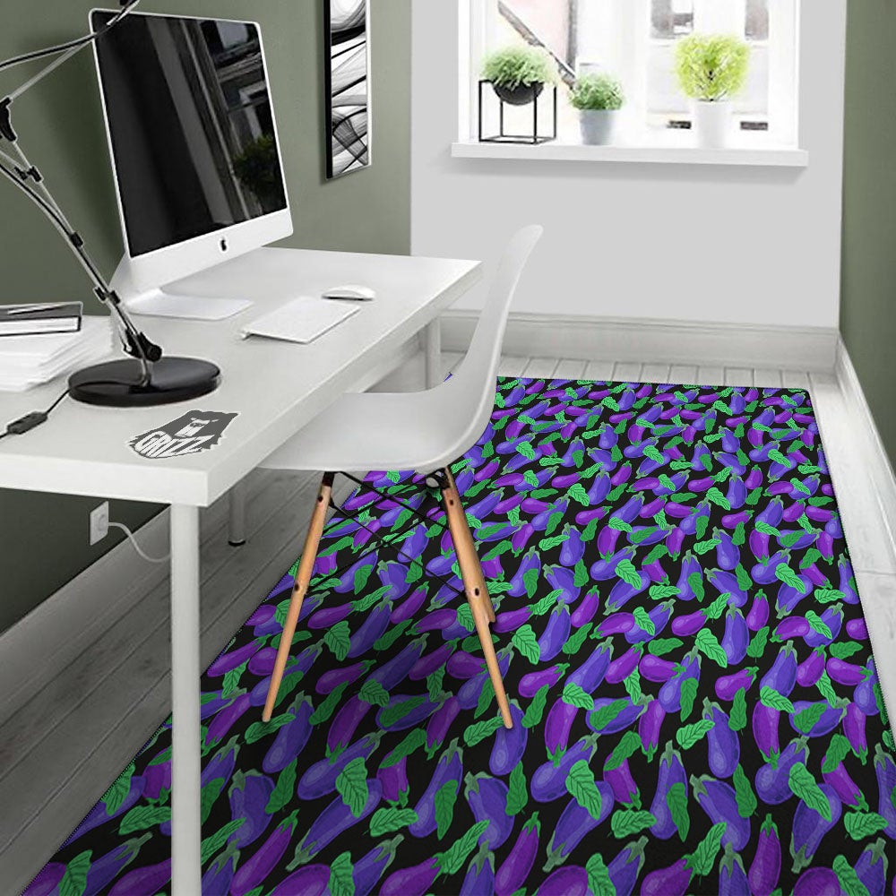 Purple Eggplant Print Pattern Floor Mat-grizzshop