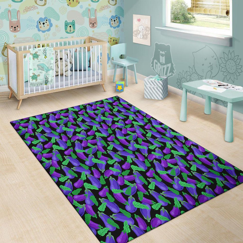 Purple Eggplant Print Pattern Floor Mat-grizzshop