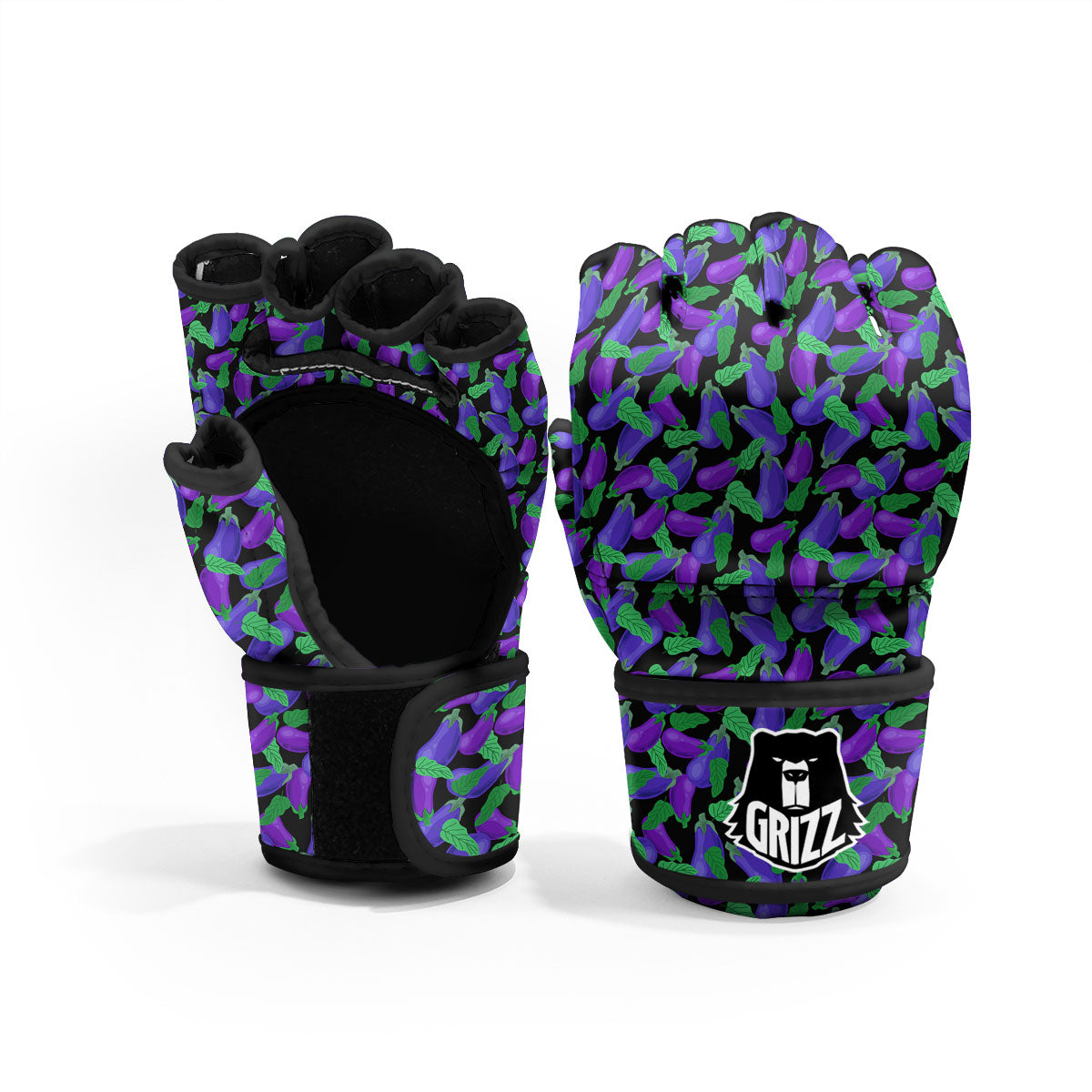 Purple Eggplant Print Pattern MMA Gloves-grizzshop