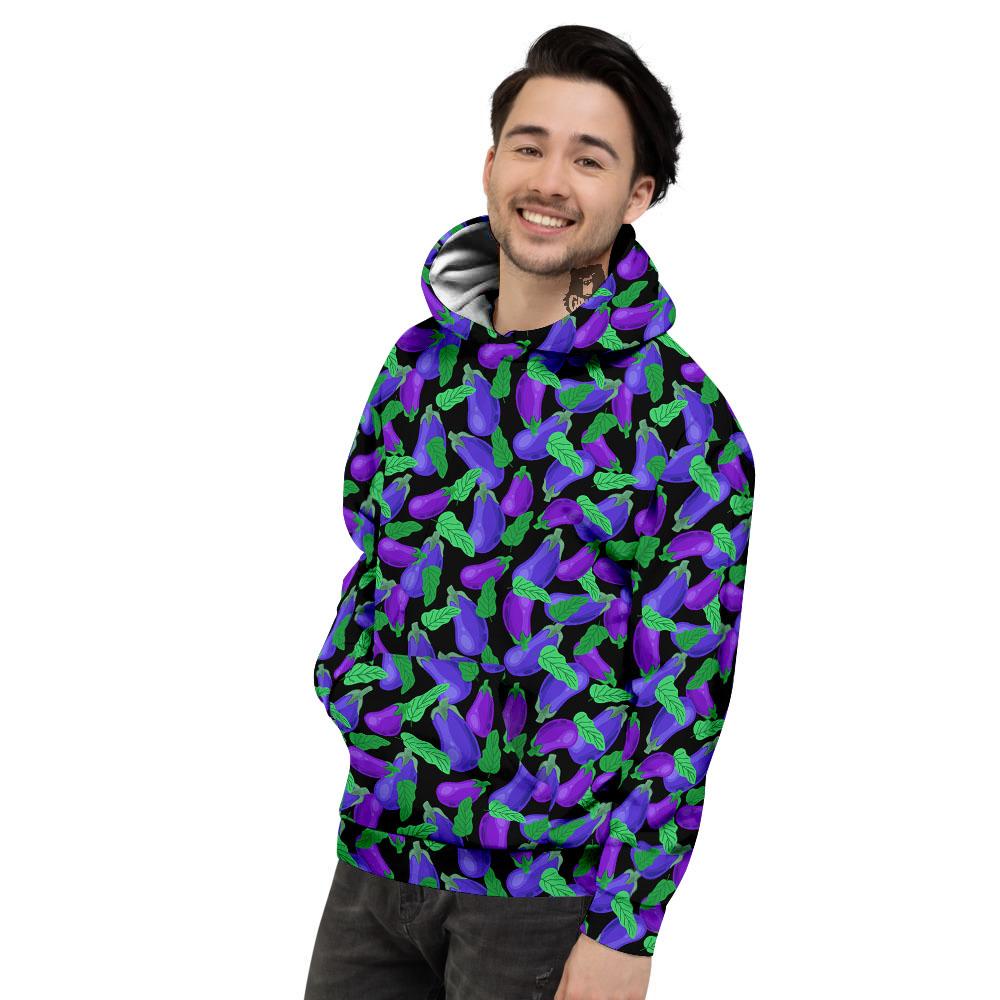 Purple Eggplant Print Pattern Men's Hoodie-grizzshop