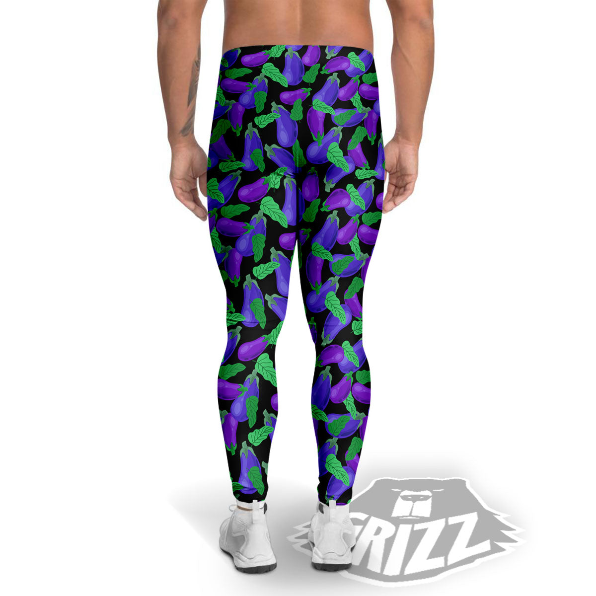 Purple Eggplant Print Pattern Men's Leggings-grizzshop