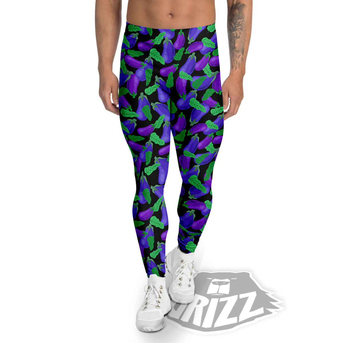 Purple Eggplant Print Pattern Men's Leggings-grizzshop