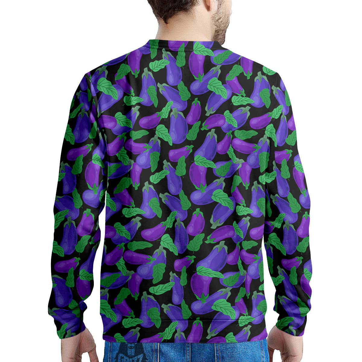 Purple Eggplant Print Pattern Men's Sweatshirt-grizzshop